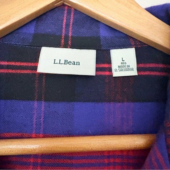 L.L.BEAN Women’s Scotch Plaid Flannel Pajama Set 100% Cotton In Angus Purple L - Picture 4 of 13